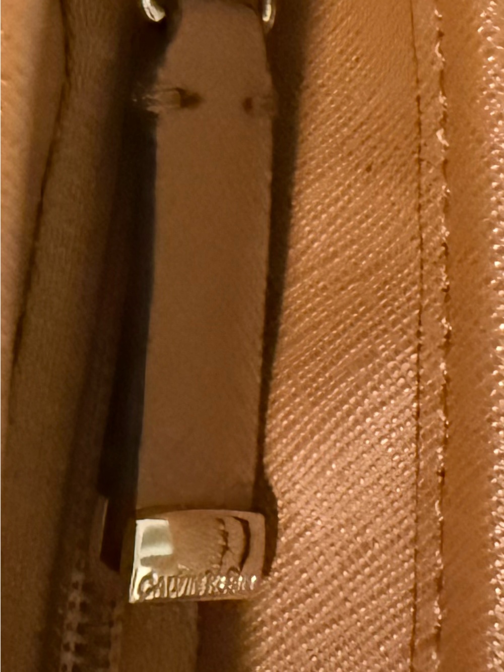 Calvin Klein Multicolor Logo-Print Structured Tote with Tan Trim and gold tones! - Picture 10 of 11